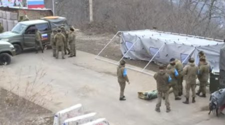 Rus sülhməramlıları da Laçın yolunda çadır qurur - VİDEO