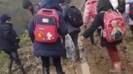 Lənkəranın Tuado kəndinin məktəb yolu - VİDEO