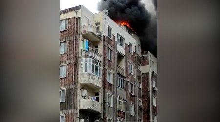 Abşeronda yanan binadan sakinlər təxliyə edilib - DİN