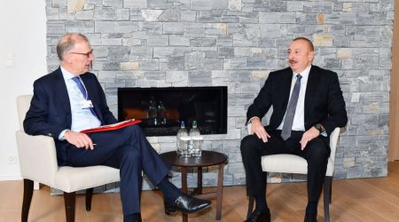 İlham Əliyev Davosda “Carlsberg Group” şirkətinin prezidenti və baş icraçı direktoru ilə görüşdü