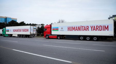 Azərbaycandan daha bir humanitar yardım Türkiyəyə yola salındı - FOTO
