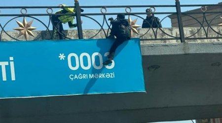 Paytaxtda OLAY - Vətəndaş özünü körpüdən atmaq istədi - FOTO