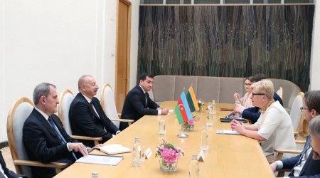 Azərbaycan Prezidentinin Litvanın Baş naziri ilə görüşü başlayıb - FOTO/VİDEO