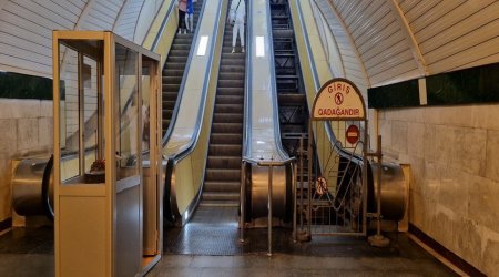 “28 May” metro stansiyasında eskalatorlar təmir edilir - FOTO