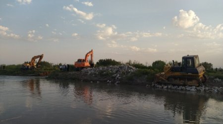 Yuxarı Qarabağ kanalında bəndin uçan hissəsi bərpa edilib - FOTO