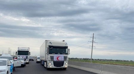 Bakıdan Xankəndiyə yola salınan humanitar yardım karvanı Ağdam-Xankəndi yolundadır - YENİLƏNİB 