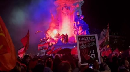Parisdə SON VƏZİYYƏT: İnsanlar Fələstinə dəstək aksiyası keçirirlər - VİDEO 