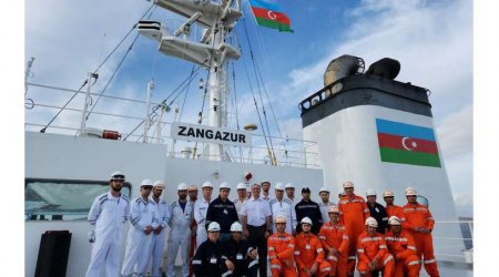“Zəngəzur” tankerində Azərbaycan bayrağı qaldırıldı – FOTO/VİDEO  