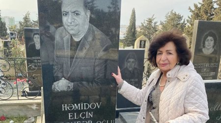 Kübra Əliyeva mərhum həmkarı Elçin Həmidovun məzarı üstündə - FOTO 