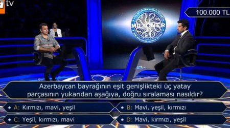 “Kim milyoner olmak ister” verilişində iştirakçıya Azərbaycan bayrağı ilə bağlı sual verildi - VİDEO