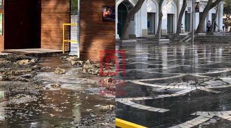 Fəvvarələr meydanını kanalizasiya suları basdı - VİDEO