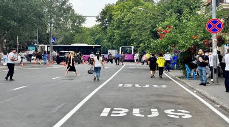 Bakının mərkəzində daha bir küçədə avtobus zolağı salınıb - FOTO