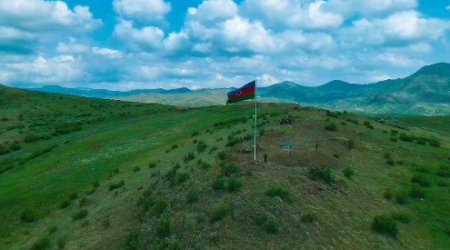 Xeyrimli kəndində qaldırılan Azərbaycan bayrağı - VİDEO
