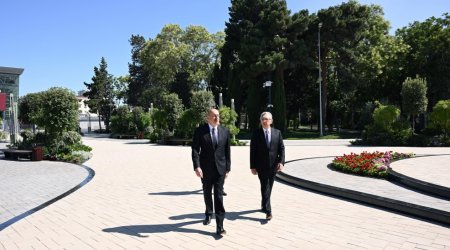 Prezident yenidən qurulan Nərimanov parkında - VİDEO 