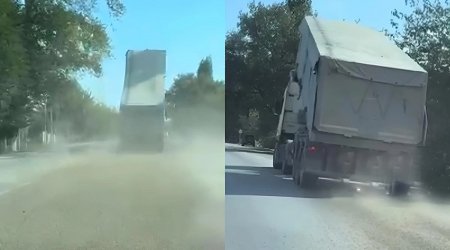 Azərbaycanda yük maşını ilə təhlükə saçan sürücü məsuliyyətə cəlb olundu - FOTO