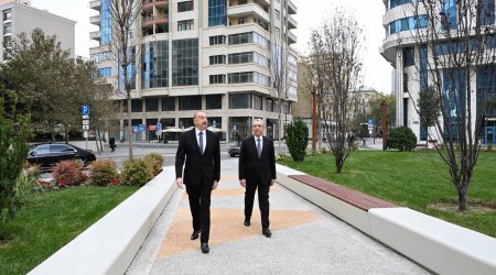 Prezident Bakıda yeni salınan parkda - FOTO