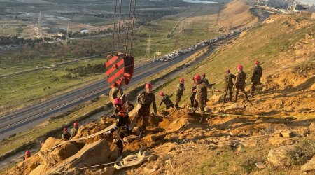 Badamdarda uçqun təhlükəsi aradan qaldırıldı - FOTO/VİDEO