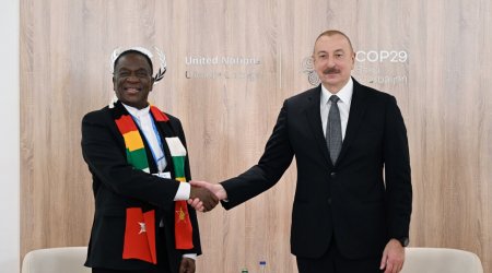 İlham Əliyev Zimbabve Prezidenti ilə görüşdü - FOTO