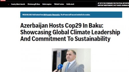 Vasif Həsənli dünyaca nüfuzlu "Associated Press" agentliyində COP29-dan yazdı - TAM MƏTN