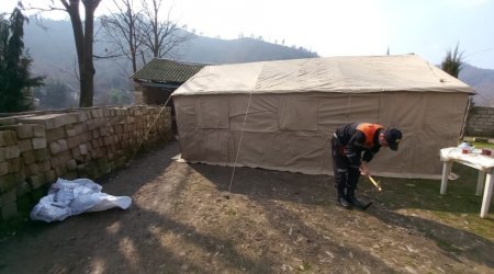 Lənkəranda evi yanan vətəndaşa çadır quruldu - FOTO/VİDEO