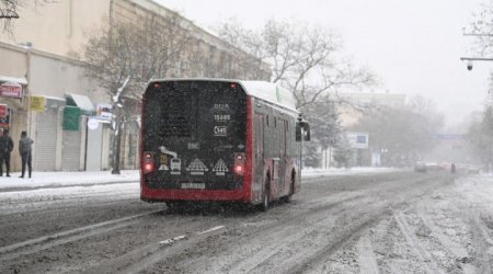 “BakuBus”un avtobusu qarda sürüşərək yolun kənarına düşdü - VİDEO