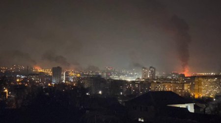 Rusiyadan pua hücumu: Dnepr alovlar içində - VİDEO