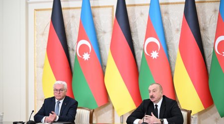 Azərbaycan və Almaniya prezidentləri mətbuata bəyanatlarla çıxış ediblər - FOTO