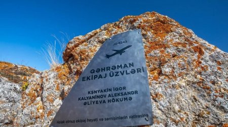 “Xınalıq və Köç Yolu” Qoruğunda qəzaya uğrayan AZAL təyyarəsinə həsr olunmuş xatirə lövhəsi QURAŞDIRILIB