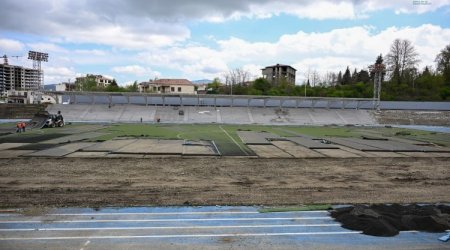 Xankəndi şəhər stadionu yenidən qurulur - FOTO