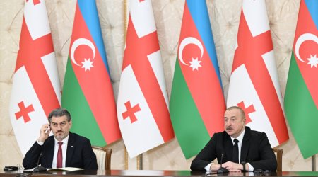 Azərbaycan və Gürcüstan prezidentləri mətbuata bəyanatlarla ÇIXIŞ EDİBLƏR - FOTO-VİDEO