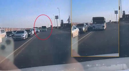 Bakıda tıxacda qalan avtobus əks istiqamətdə HƏRƏKƏT ETDİ – ANBAAN VİDEO