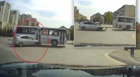 Sürücü işıqfora məhəl qoymadı, avtomobili avtobusa çırpdı – ANBAAN VİDEO