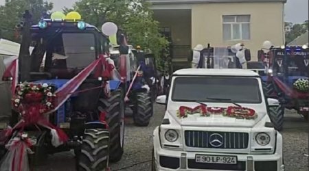 Gəlini aparmağa traktorlarla gəldilər – FOTO