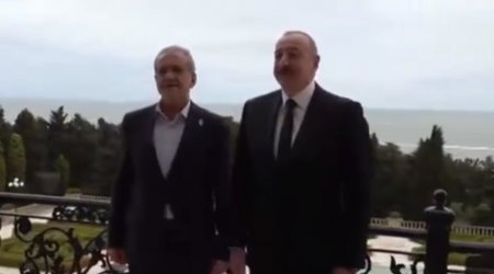 İlham Əliyev və Məsud Pezeşkian Xəzərin sahilində - VİDEO
