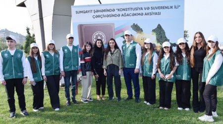 Leyla Əliyeva və Arzu Əliyeva Sumqayıtda ağacəkmə aksiyasında – FOTO