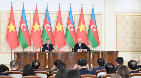 Azərbaycanın və Vyetnamın dövlət başçıları mətbuata bəyanatlarla ÇIXIŞ ETDİLƏR - FOTO/VİDEO