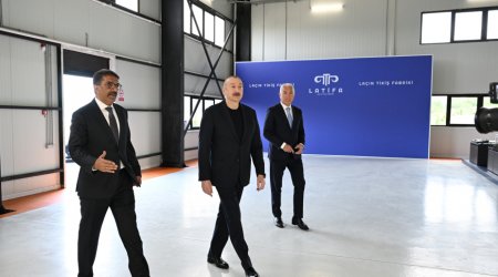İlham Əliyev “LATIFA” Laçın tikiş fabrikinin açılışında - FOTO/VİDEO