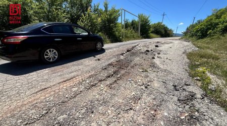 Şamaxıda TORPAQ SÜRÜŞMƏSİ – Yol yararsız hala düşdü – FOTO