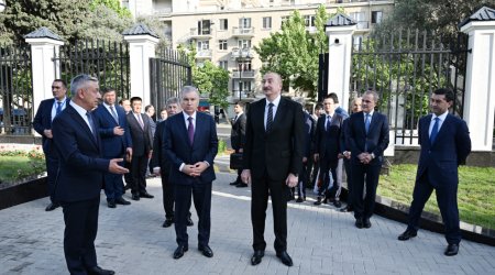 Prezidentlər Özbəkistanın Azərbaycandakı səfirliyinin yeni binasının AÇILIŞINDA - FOTO