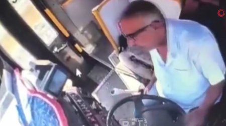 Avtobusda həyəcan dolu ANLAR - Sürücünün ürəyi getdi, sonra isə... - VİDEO
