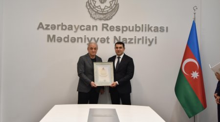 Mədəniyyət Nazirliyində Xalq artisti Fəxrəddin Manafovla görüş oldu - FOTO
