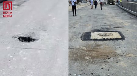 Əhməd Rəcəblidə yeni salınan yol ÇÖKMƏYİB – “Həmin boşluq lyuk üçün ayrılmış yerdir” – FOTO