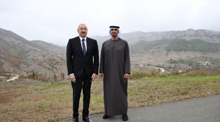 Prezidentlərin Daşaltı kəndinin fonunda birgə FOTOLARI