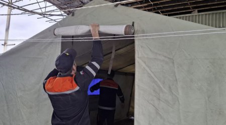 Evi yararsız hala düşən vətəndaş üçün çadır quruldu – FOTO