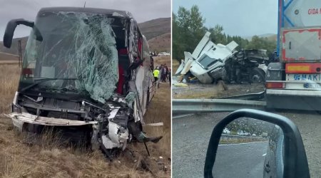 Yük maşını ilə sərnişin avtobusu toqquşdu – 3 ölü, 18 yaralı - FOTO