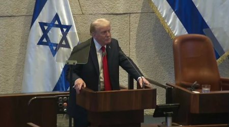 Trampın İsrail parlamentindəki çıxışı zamanı təxribat törədildi – VİDEO