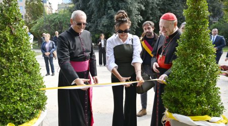 Mehriban Əliyeva Vatikanda Müqəddəs Komodilya katakombalarının bərpası layihəsinin AÇILIŞINDA - FOTO