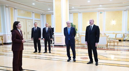 Prezidentlərə “Orta dəhlizin inkişafı” birgə layihəsi təqdim edildi – FOTO/VİDEO