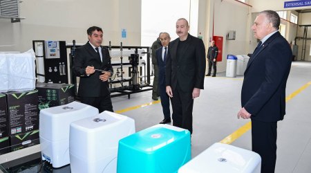 Prezident Sabirabadda su filtrlərinin istehsalı müəssisəsində – FOTO/VİDEO
