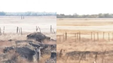 Bir top atəşi ilə ermənilərin viran qalan postundan GÖRÜNTÜLƏR